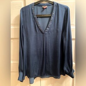 TURQUOISE V-NECK BLOUSE